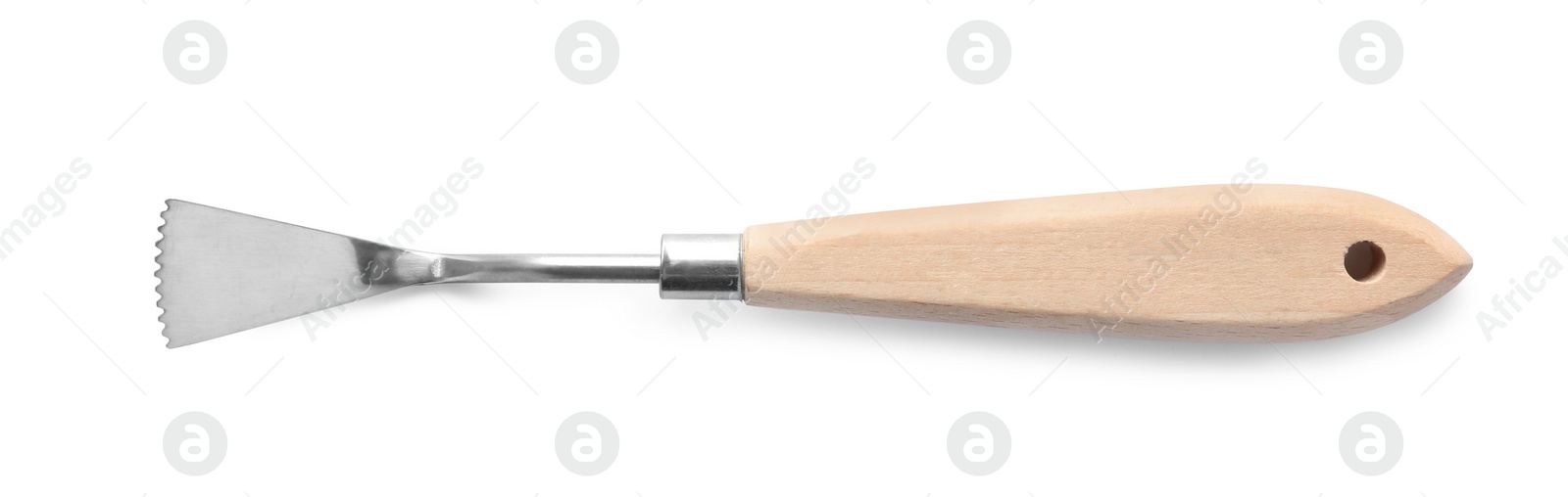 Photo of Skiving knife for leather working isolated on white, top view