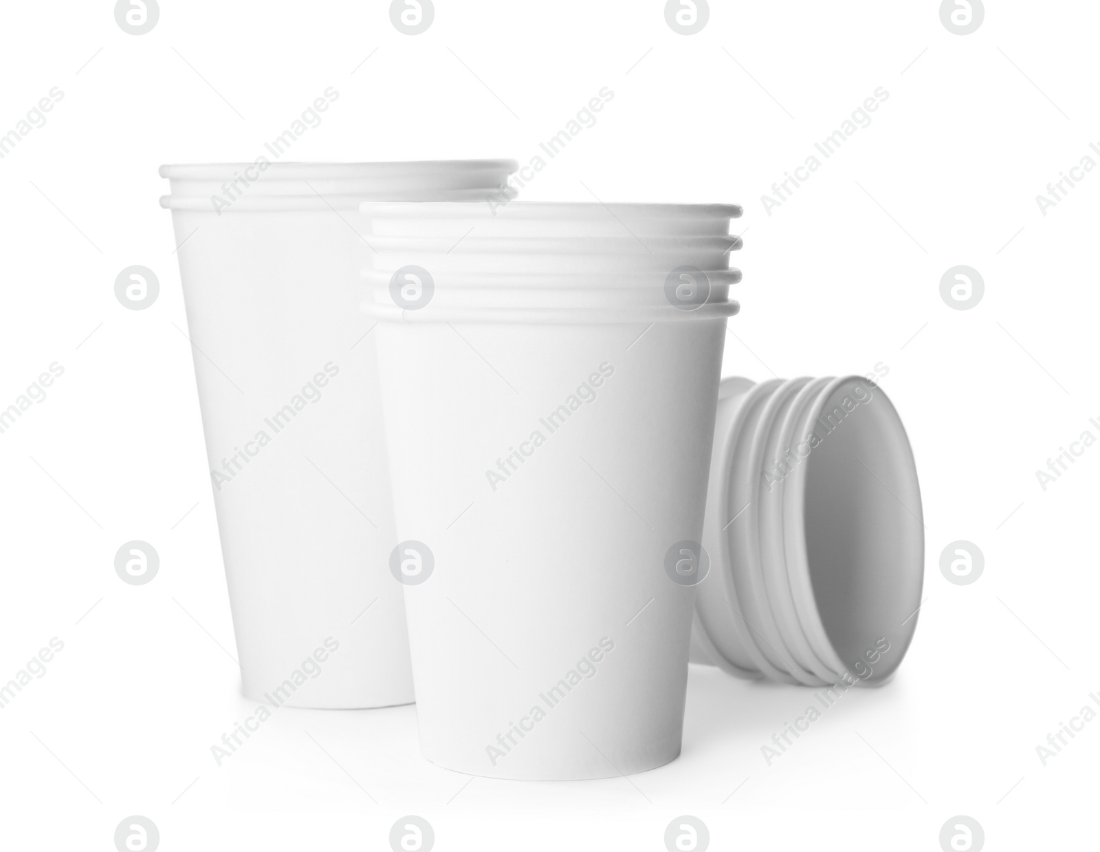 Photo of Simple clean paper coffee cups isolated on white