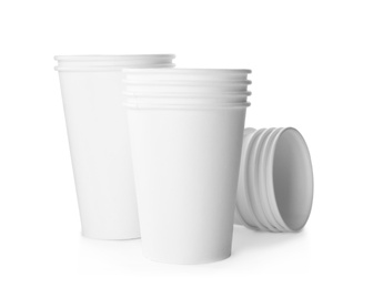 Simple clean paper coffee cups isolated on white