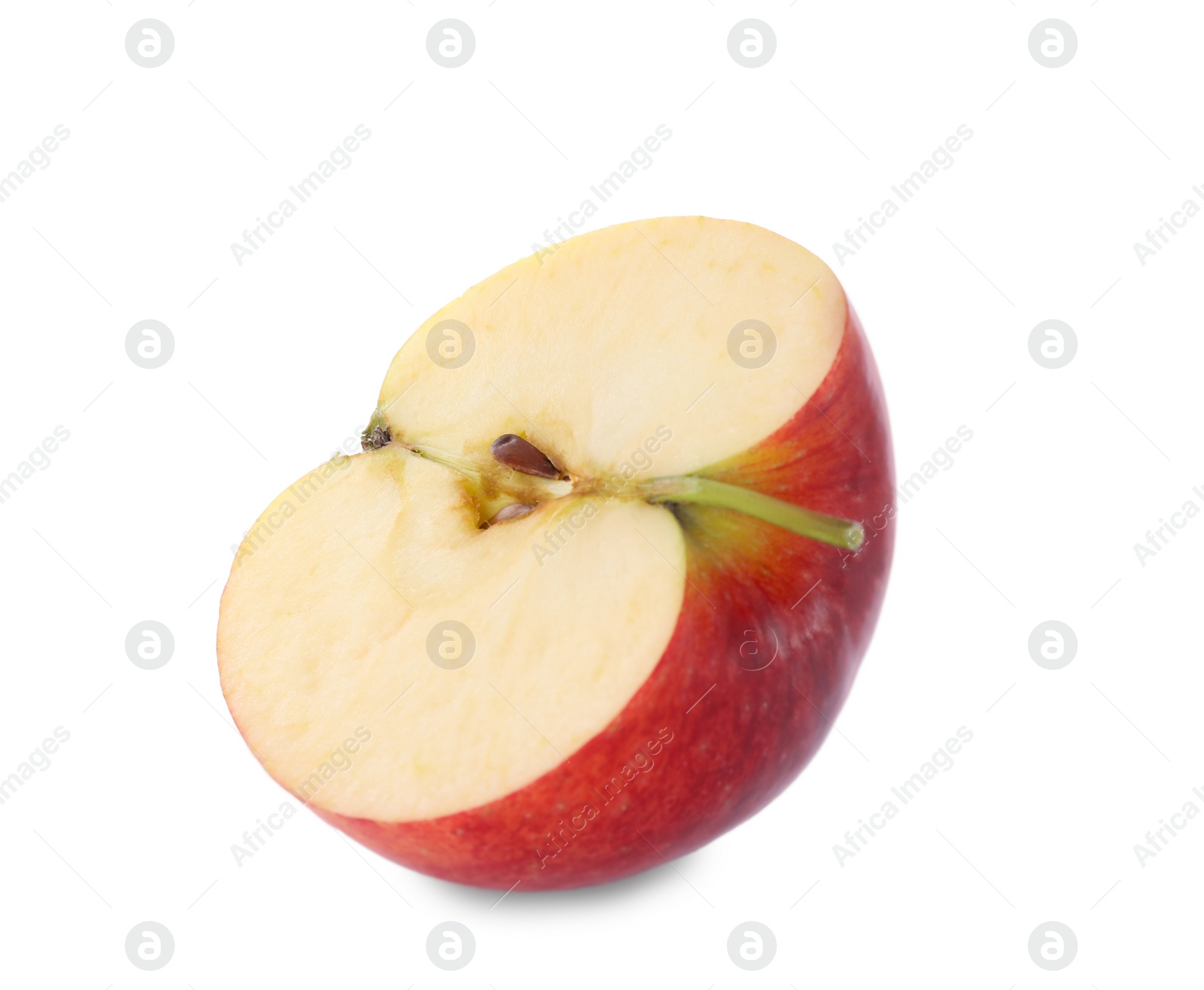 Photo of Half of juicy apple on white background