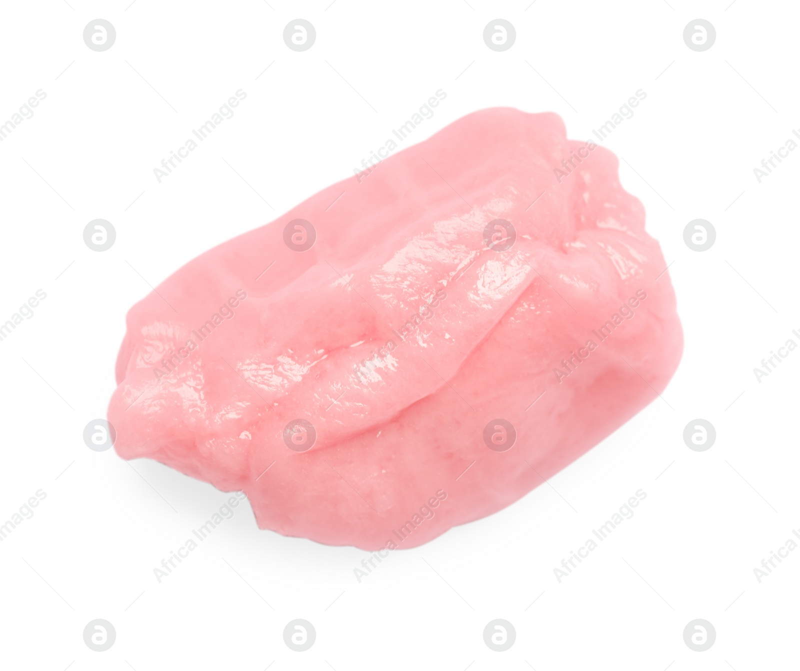Photo of One used bubble gum isolated on white, top view