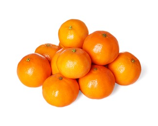 Many fresh ripe tangerines isolated on white