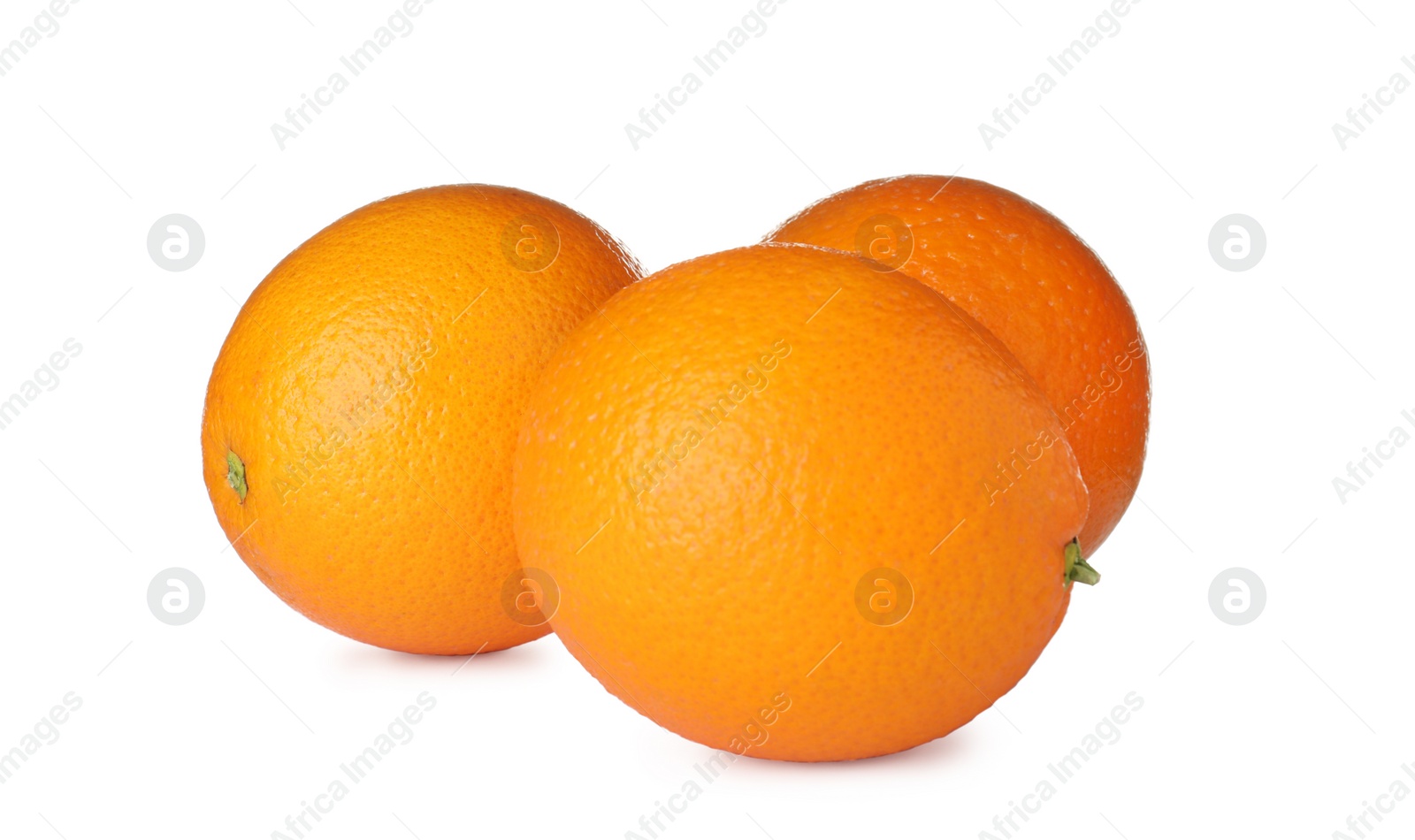 Photo of Fresh ripe oranges isolated on white. Citrus fruit