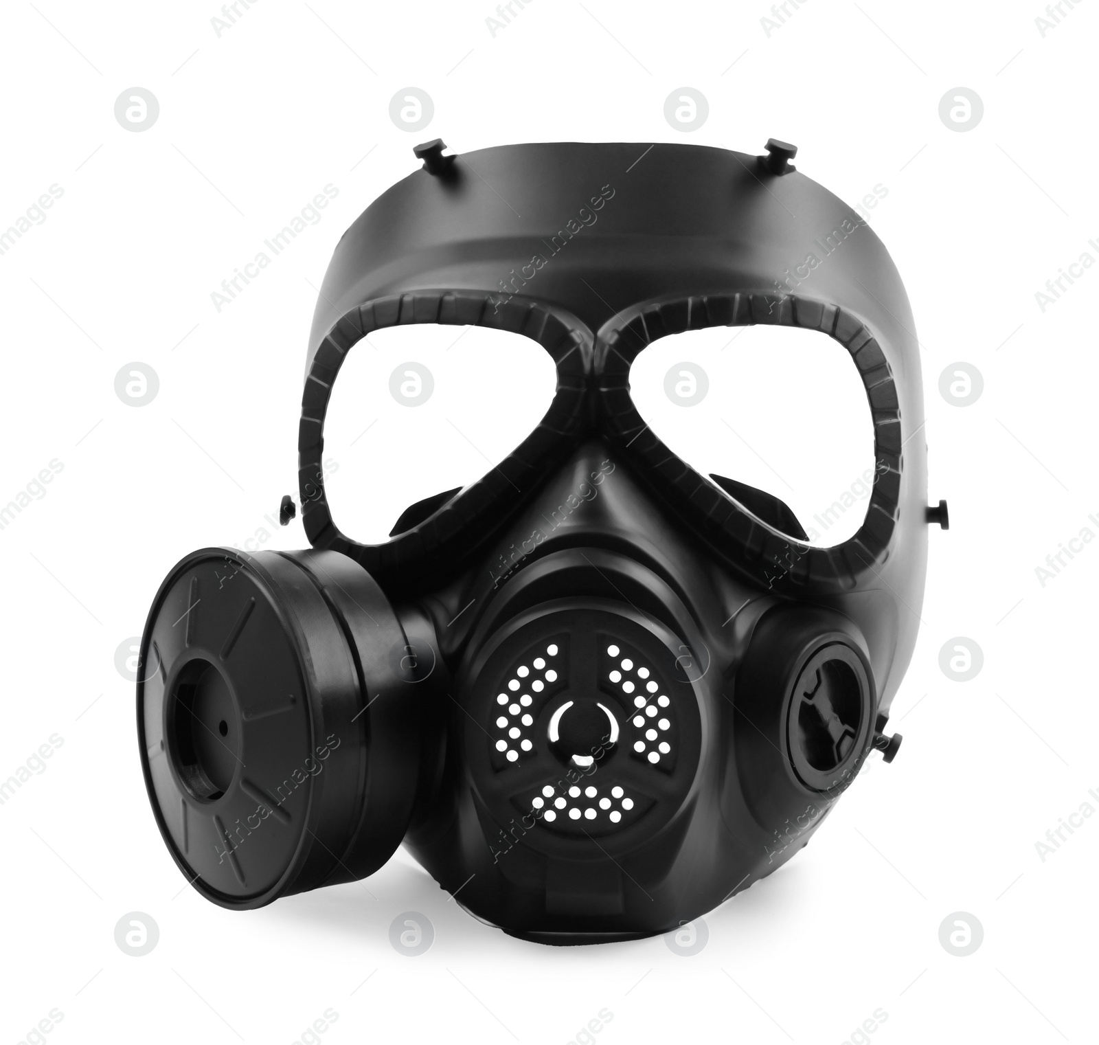 Photo of One gas mask isolated on white. Safety equipment