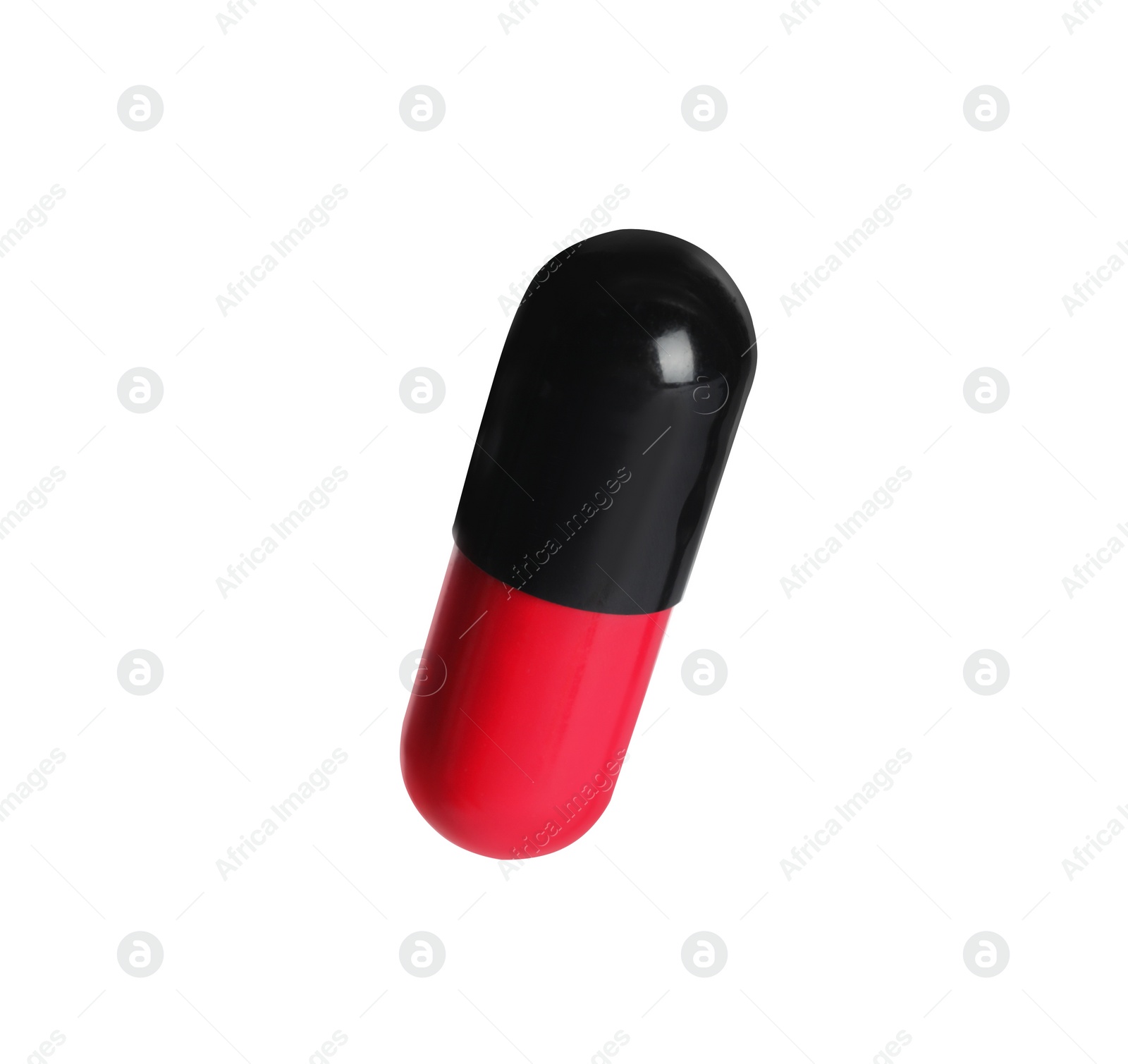 Photo of One pill isolated on white. Medicinal treatment