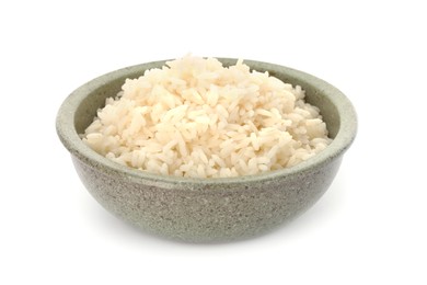 Photo of Delicious rice in bowl isolated on white