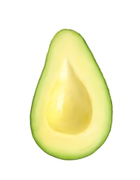 Half of avocado on white background