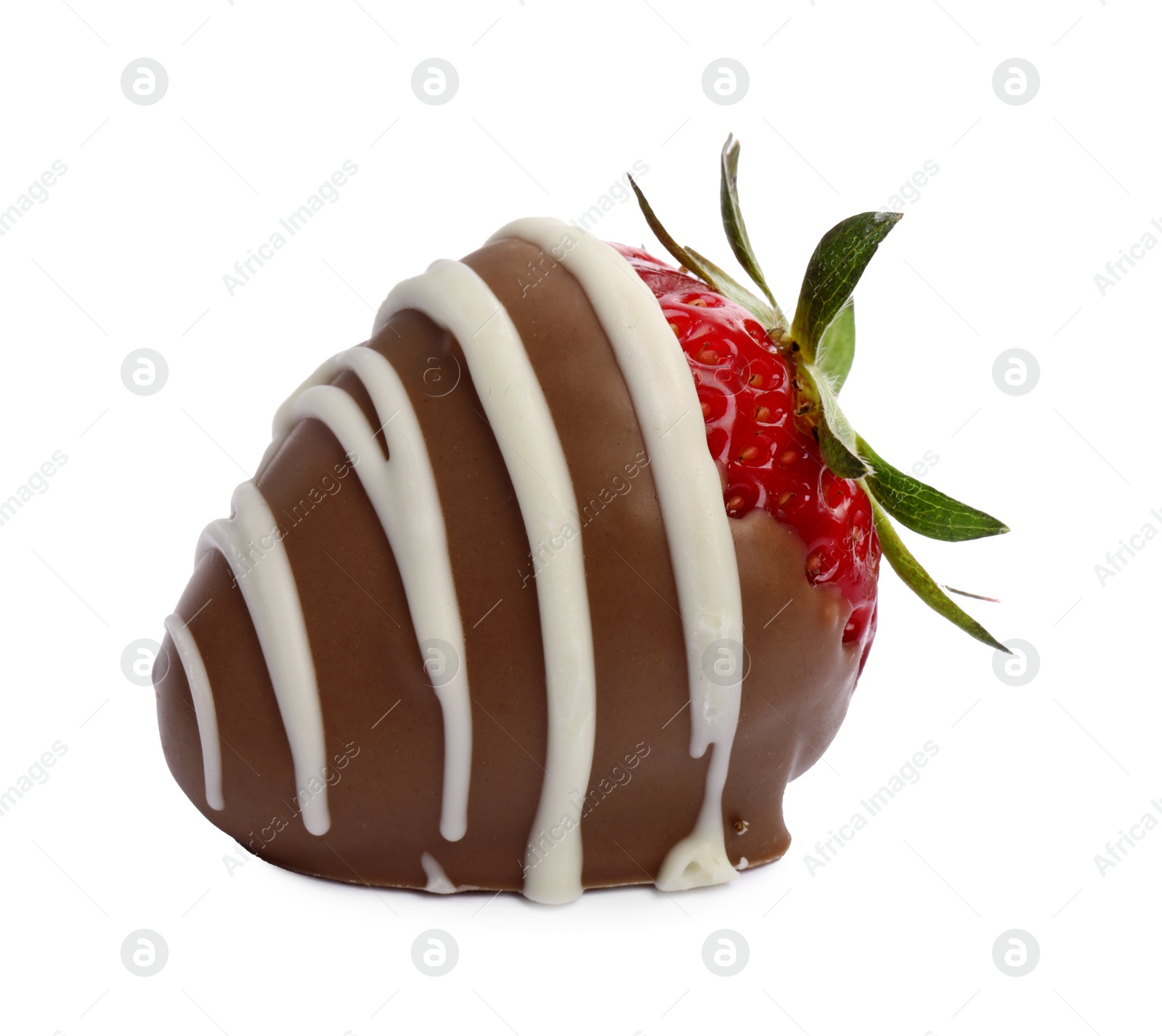 Photo of Delicious strawberry covered with chocolate isolated on white