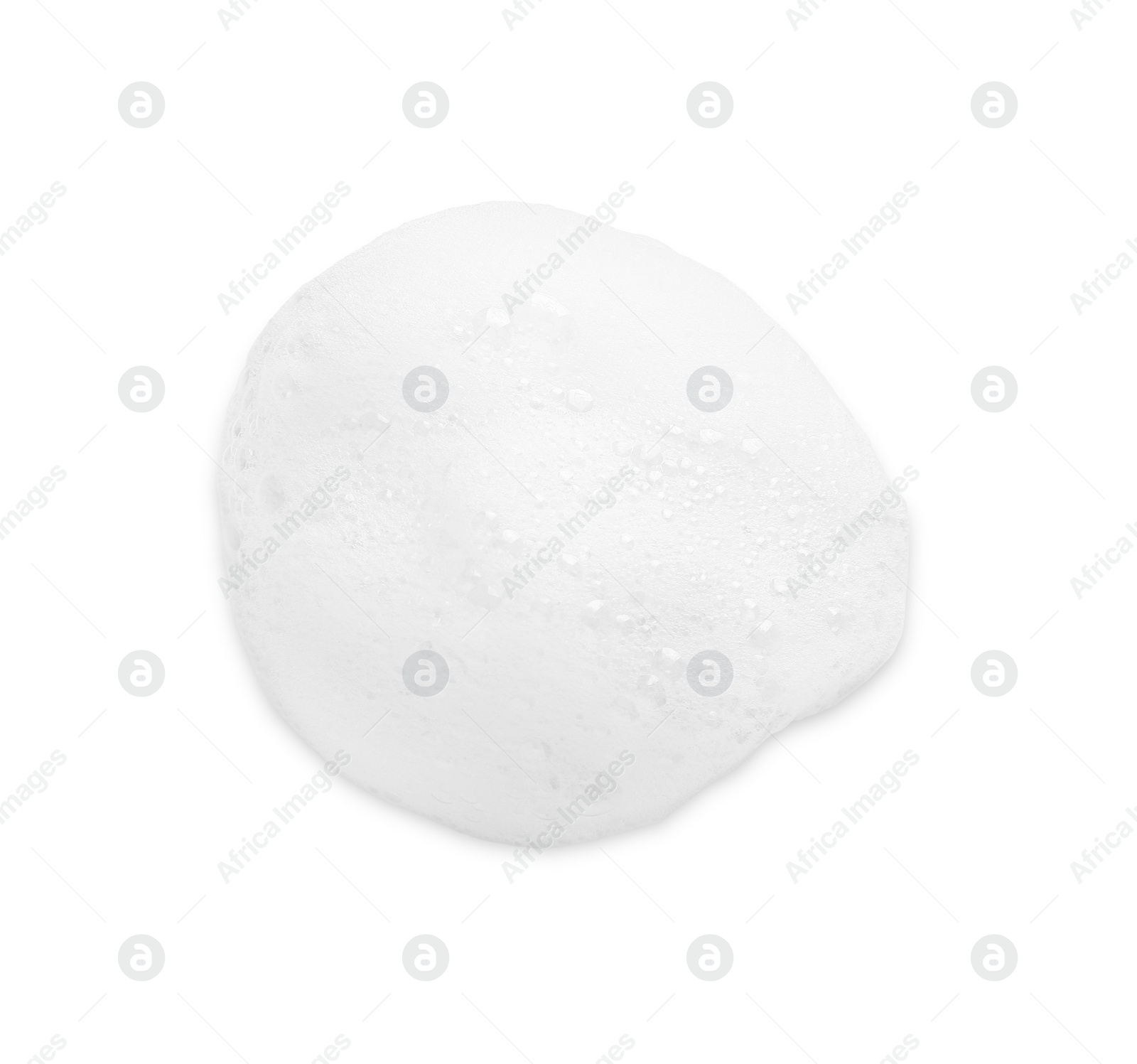 Photo of Foam with bubbles isolated on white, above view