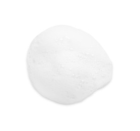 Photo of Foam with bubbles isolated on white, above view