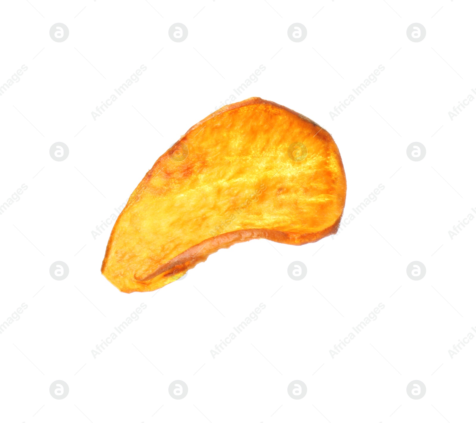 Photo of Tasty sweet potato chip isolated on white