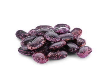 Photo of Pile of dry kidney beans on white background