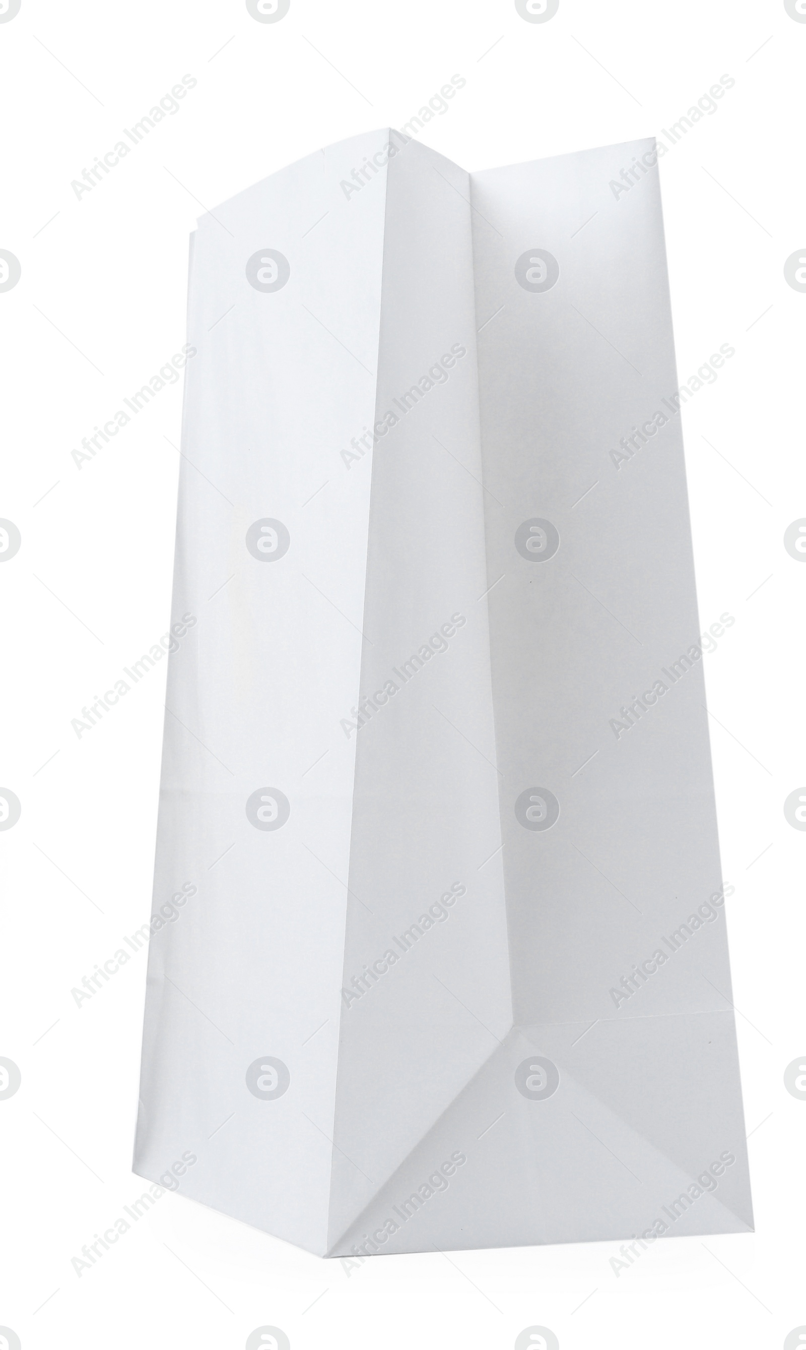 Photo of New open paper bag isolated on white