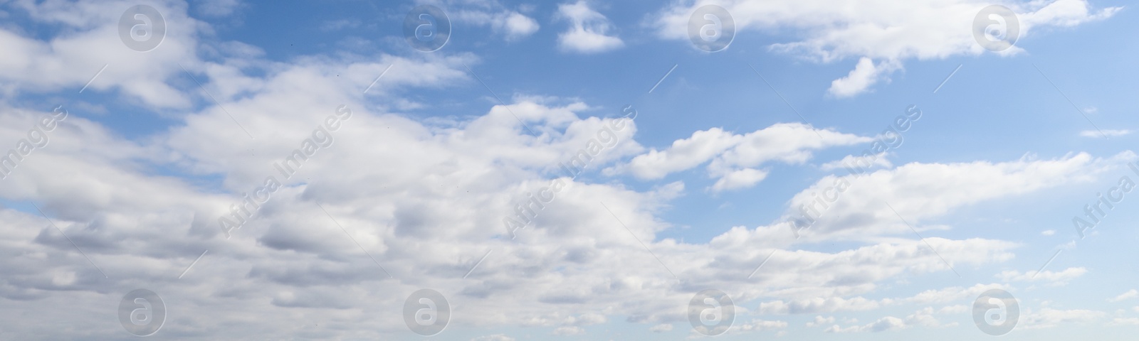 Image of Beautiful blue sky with white clouds, banner design