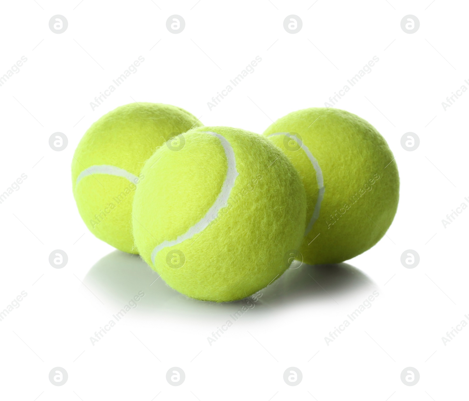 Photo of Tennis balls isolated on white. Sports equipment