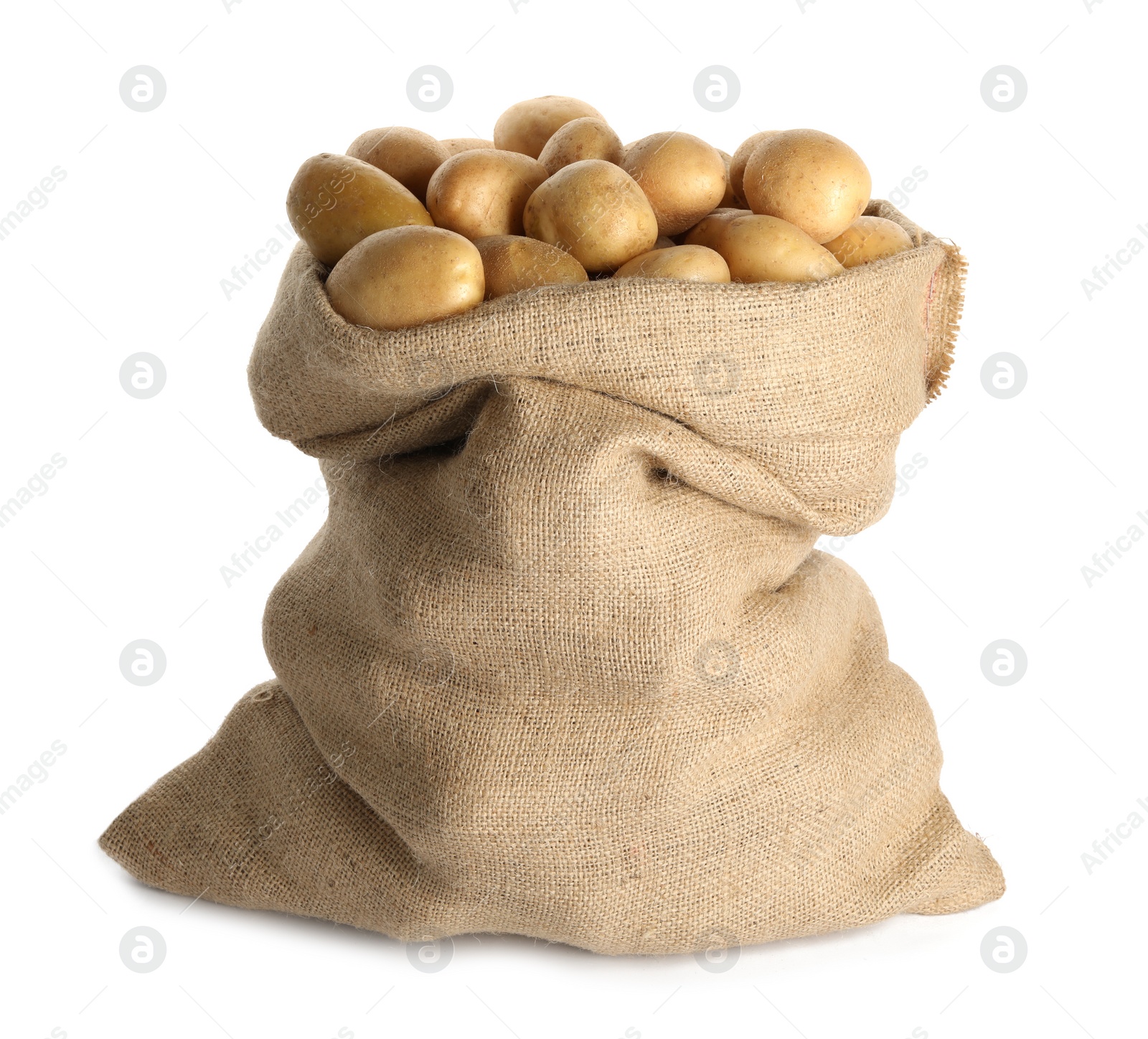 Photo of Raw fresh organic potatoes on white background