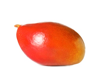 Delicious ripe mango on white background. Tropical fruit