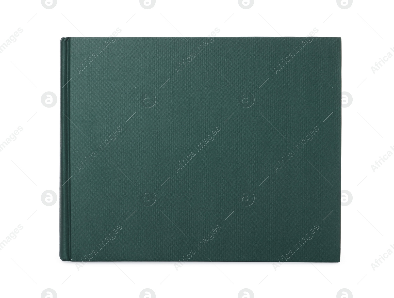 Photo of Closed book with green hard cover isolated on white