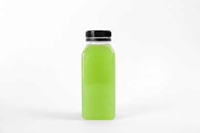 Bottle with delicious fresh juice on white background