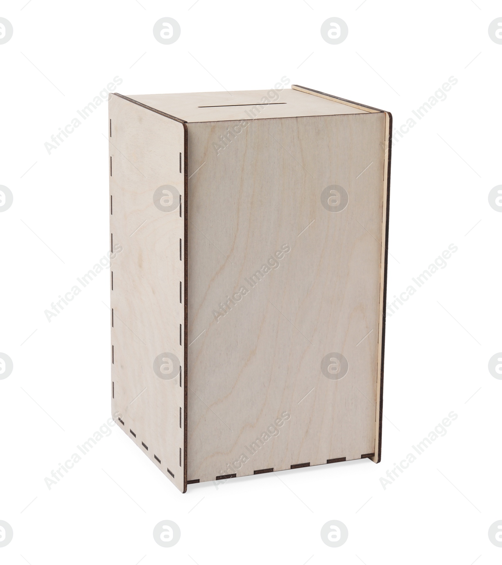 Photo of One wooden ballot box isolated on white