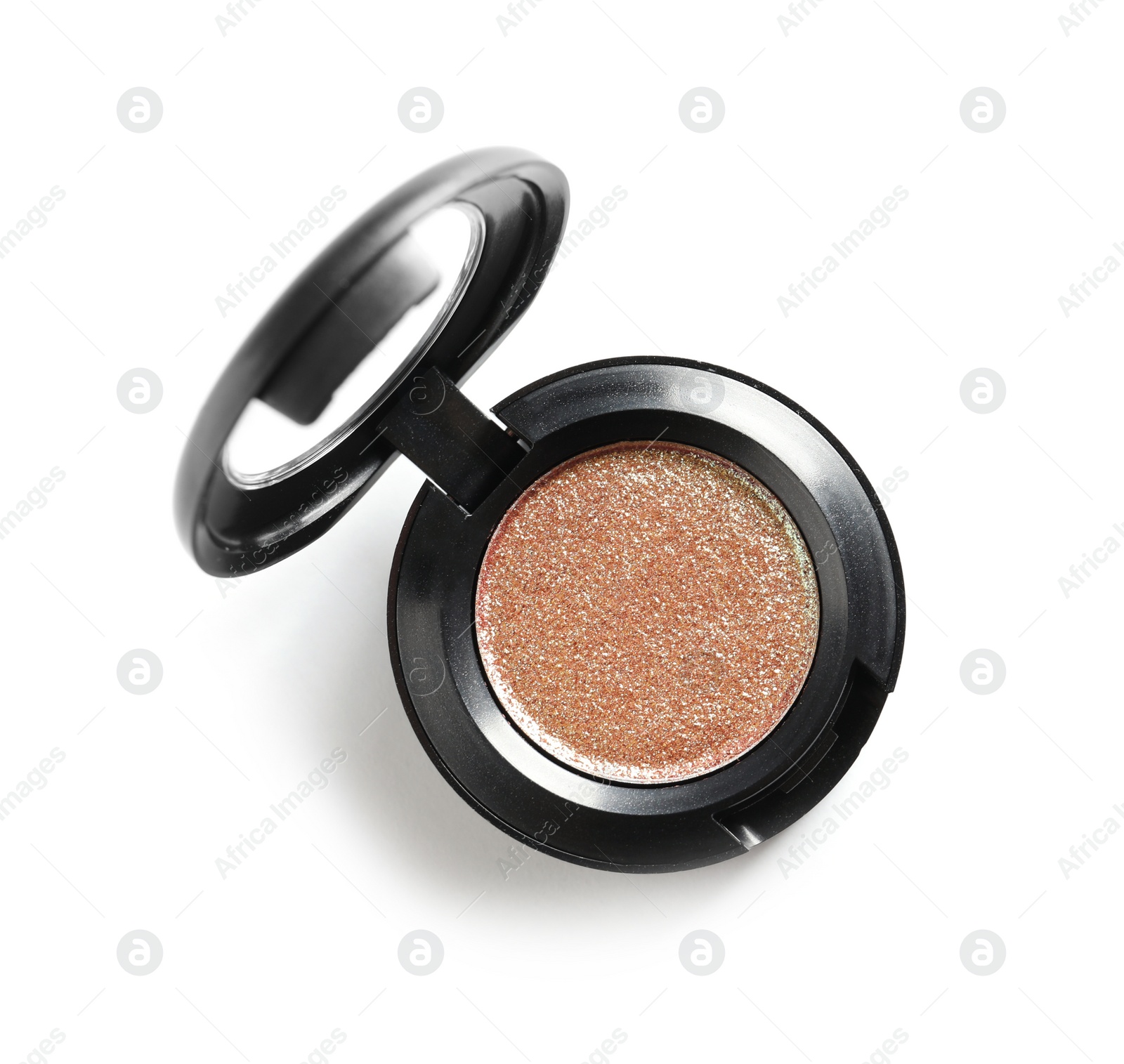 Photo of Eye shadow on white background, top view. Decorative cosmetics