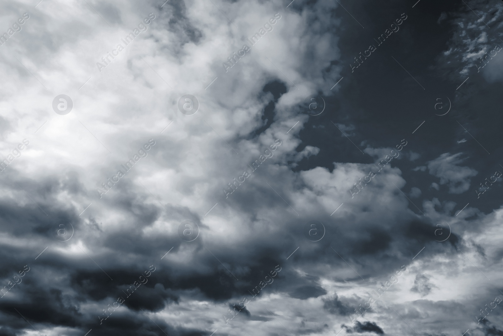 Image of Sky covered with rainy clouds. Stormy weather