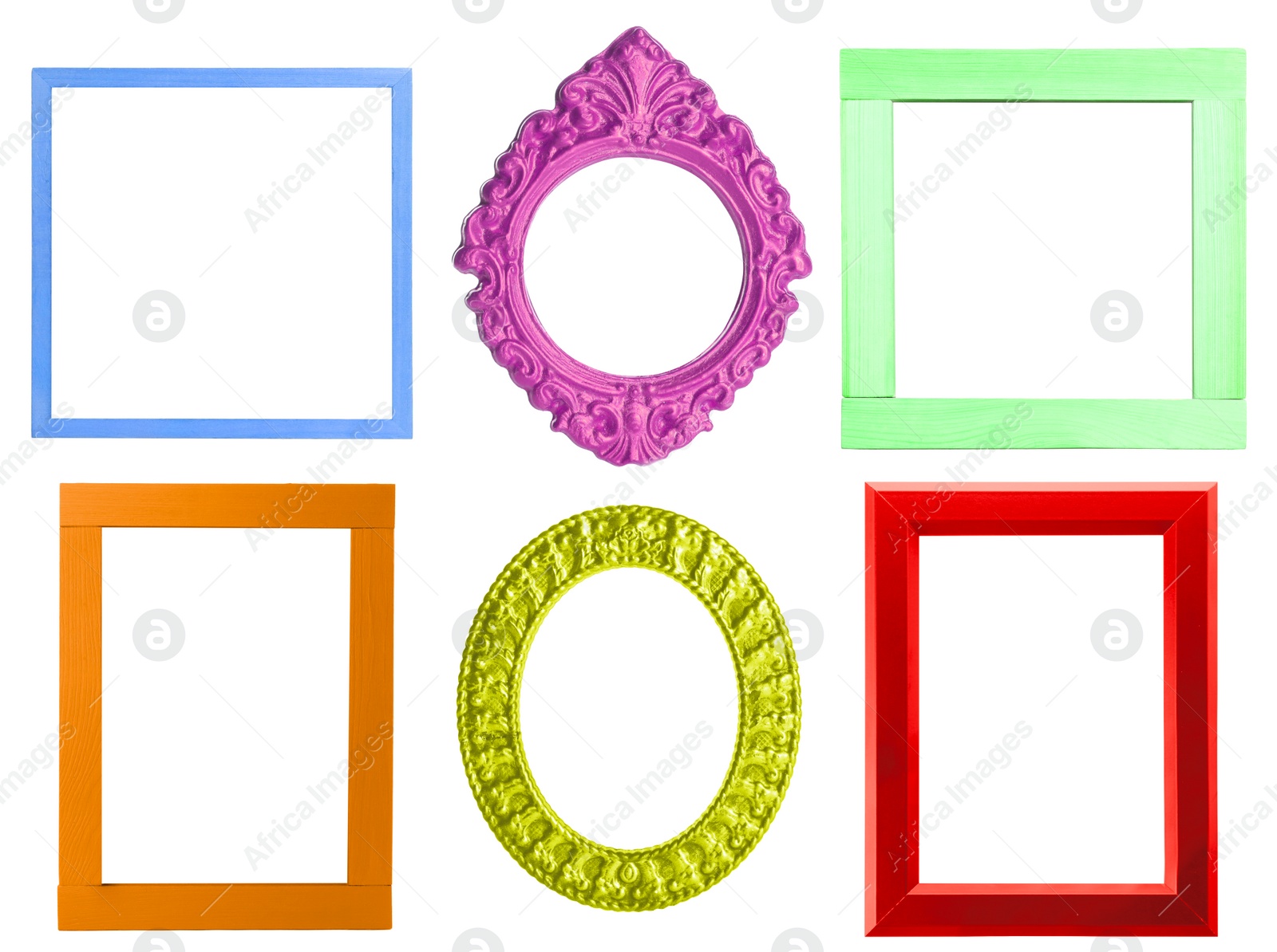 Image of Collage with bright frames on white background