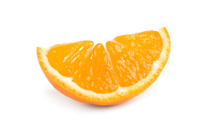 Fresh juicy tangerine segment isolated on white