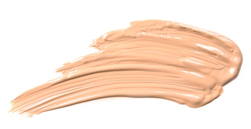 Sample of liquid foundation foundation on white background, top view