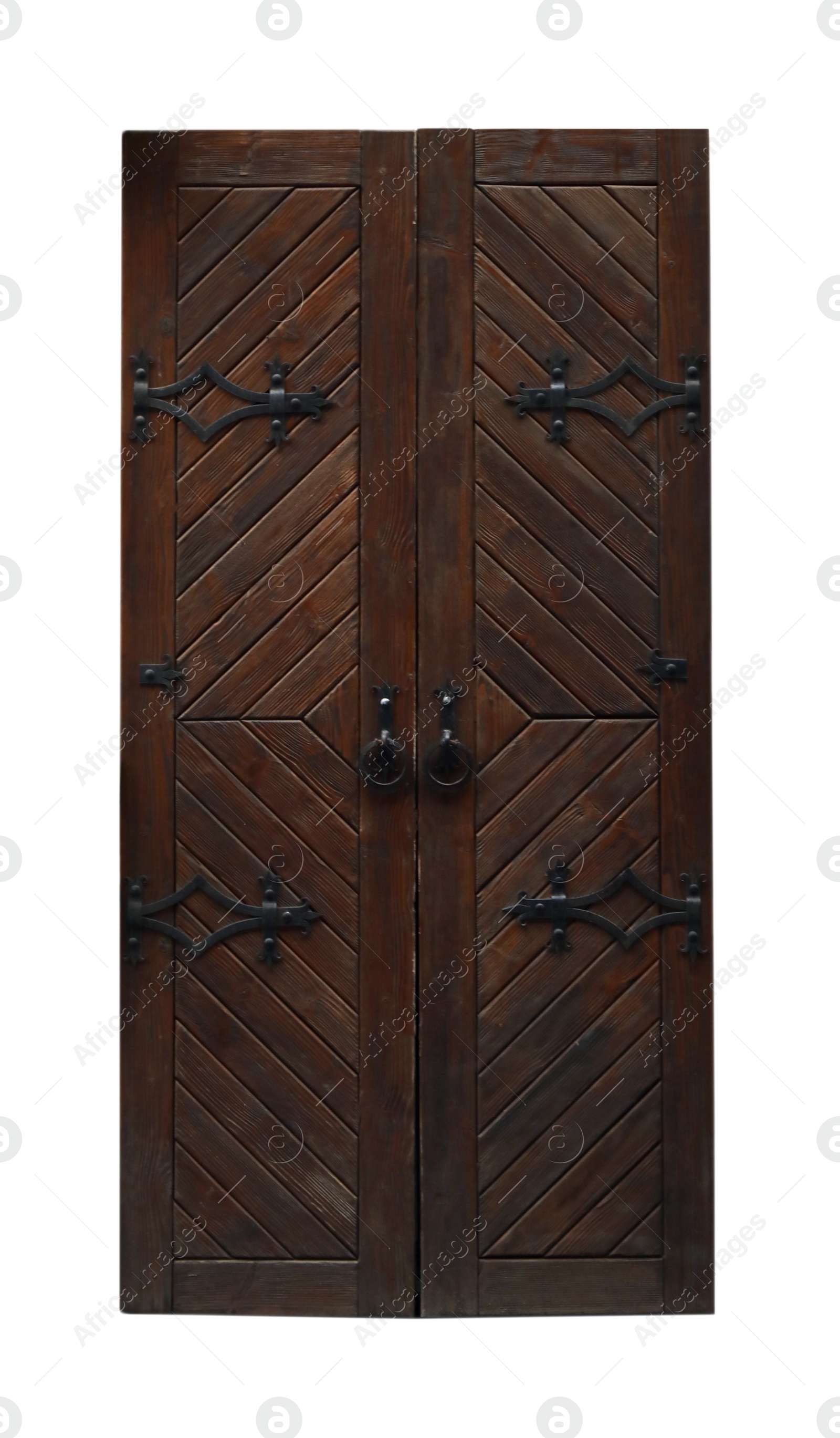 Image of Beautiful old-fashioned wooden door isolated on white