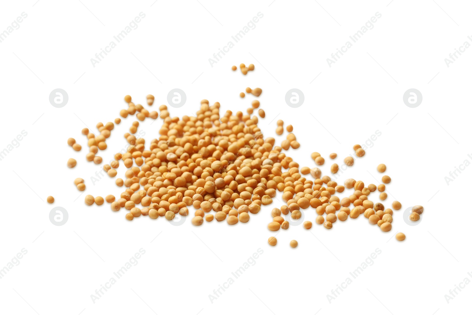 Photo of Many whole mustard seeds on white background