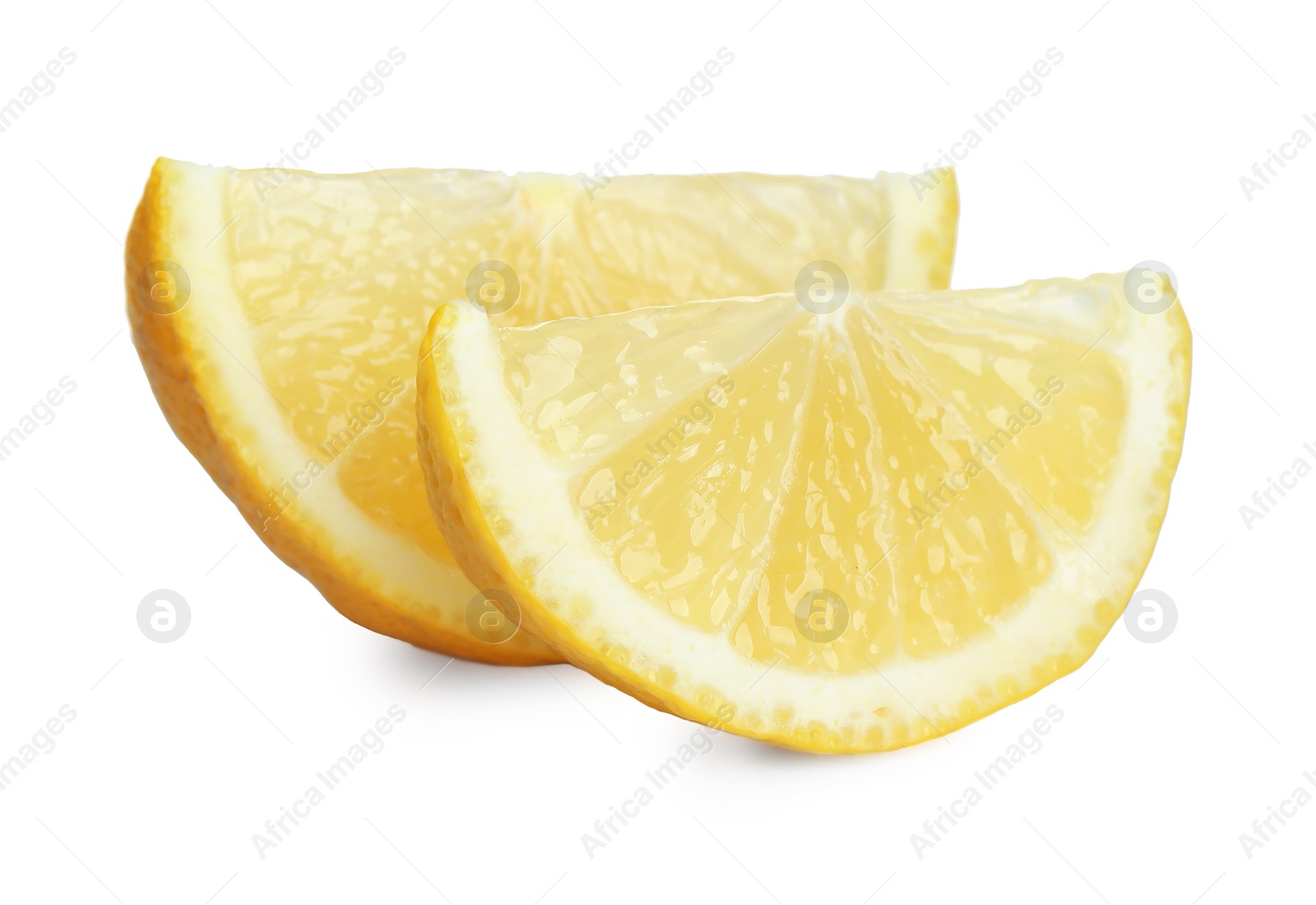 Photo of Pieces of fresh lemon isolated on white