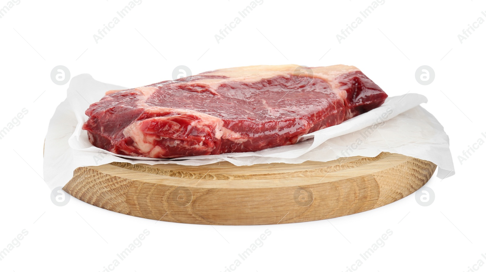 Photo of Piece of fresh beef meat isolated on white