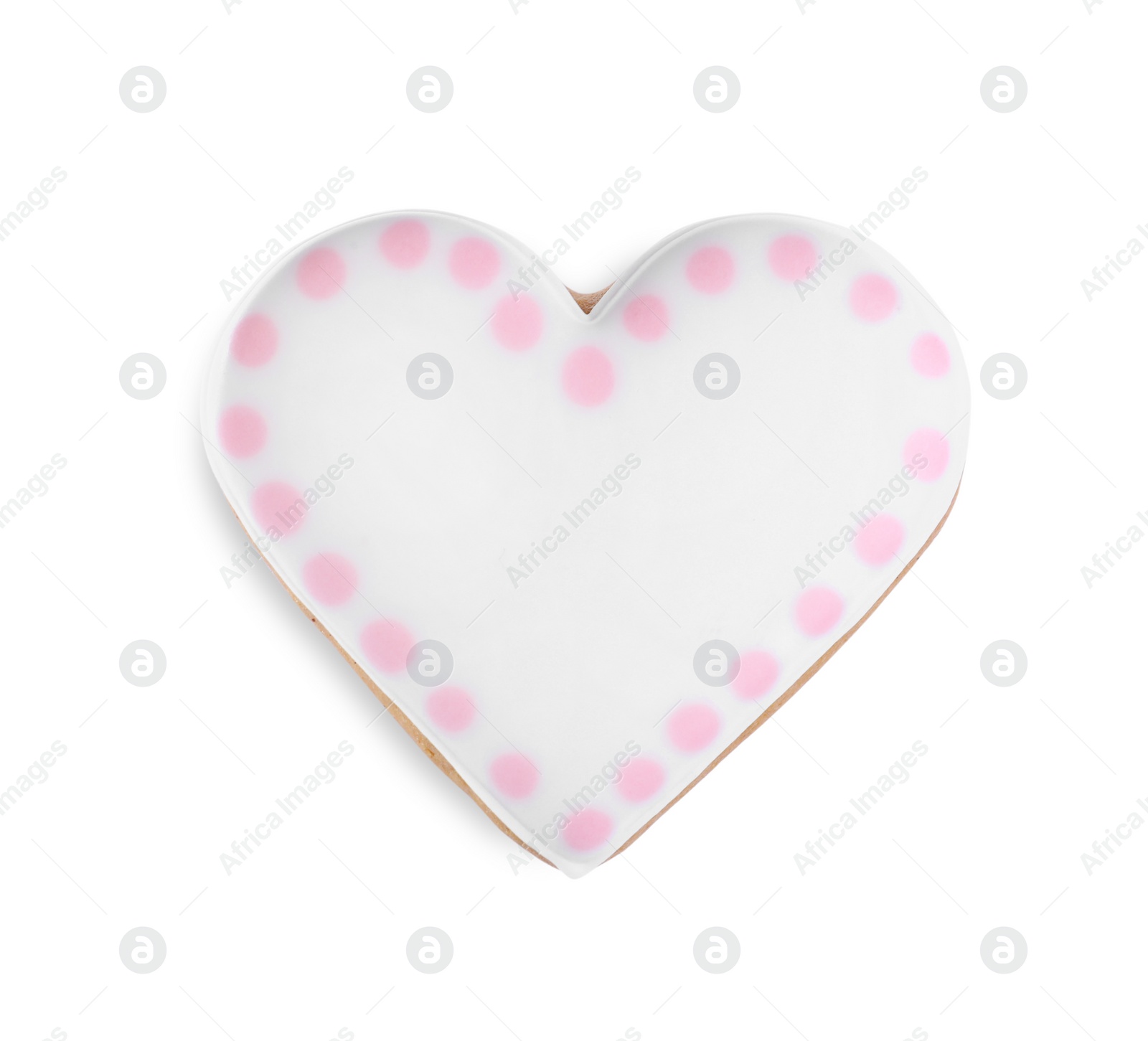 Photo of Delicious heart shaped cookie isolated on white, top view. Valentine's Day