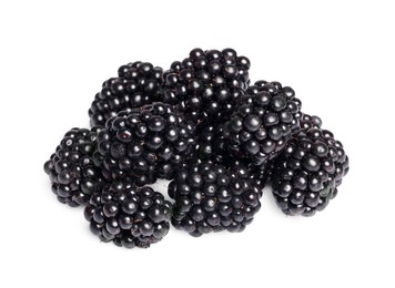 Pile of ripe blackberries isolated on white