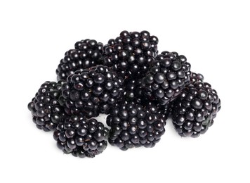 Photo of Pile of ripe blackberries isolated on white