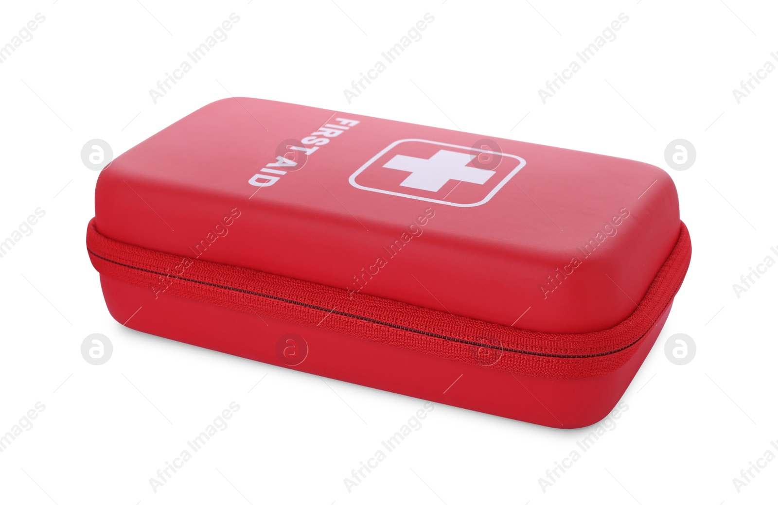 Photo of Red first aid kit isolated on white