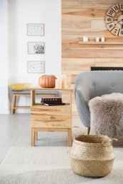 Cozy living room interior inspired by autumn colors