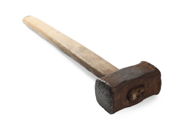 Photo of One sledgehammer isolated on white. Manual tool