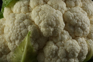 Closeup view of fresh whole cauliflower as background