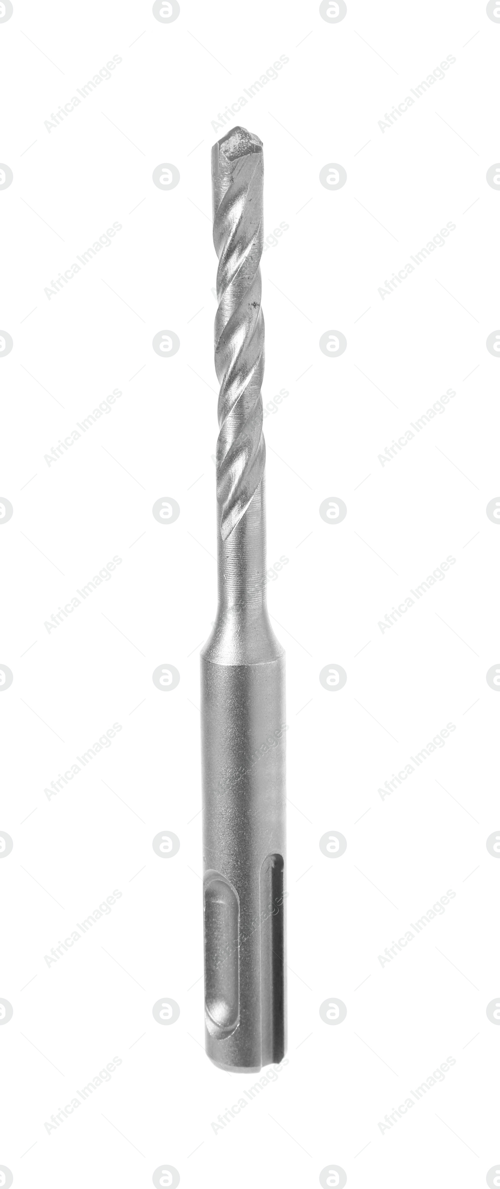 Photo of One twist drill bit isolated on white. Carpenter's tool