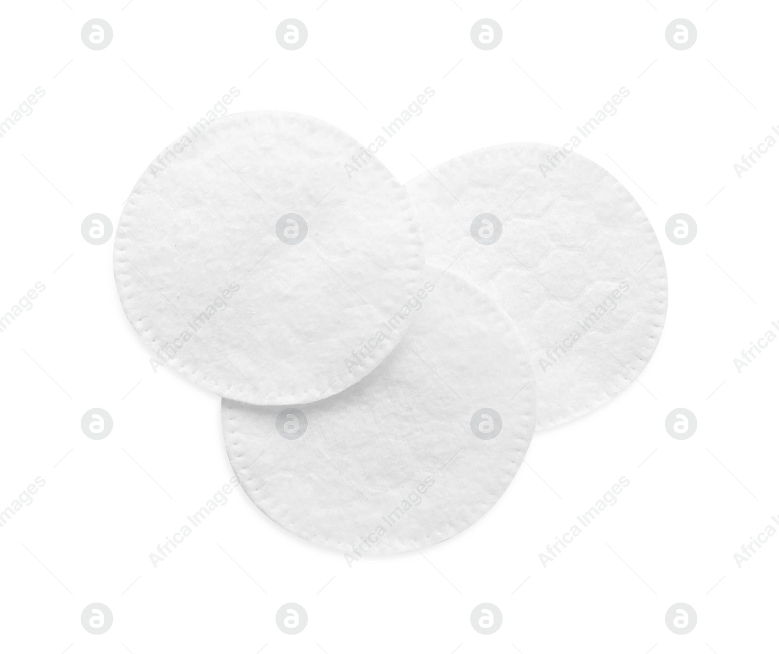 Photo of Clean cotton pads on white background, top view