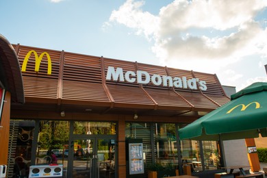 WARSAW, POLAND - SEPTEMBER 16, 2022: View of McDonald's restaurant outdoors