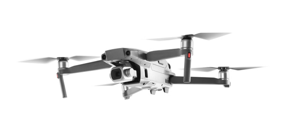 Photo of Modern drone with camera isolated on white