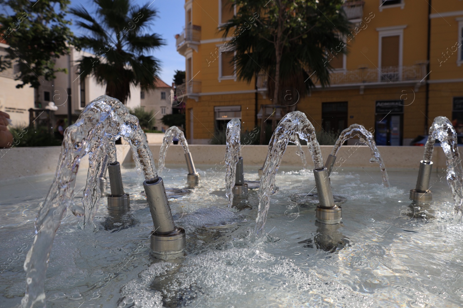 Photo of View of beautiful city fountain outdoors, closeup