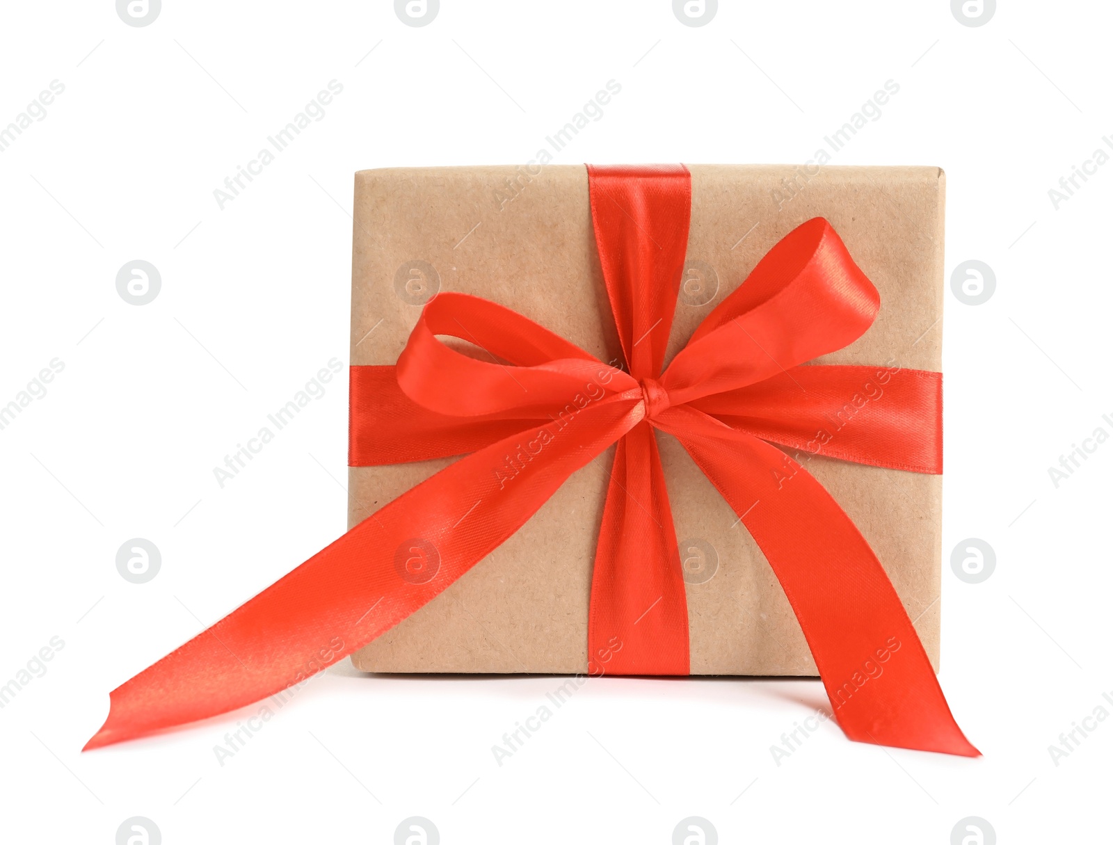 Photo of Beautifully wrapped gift box on white background