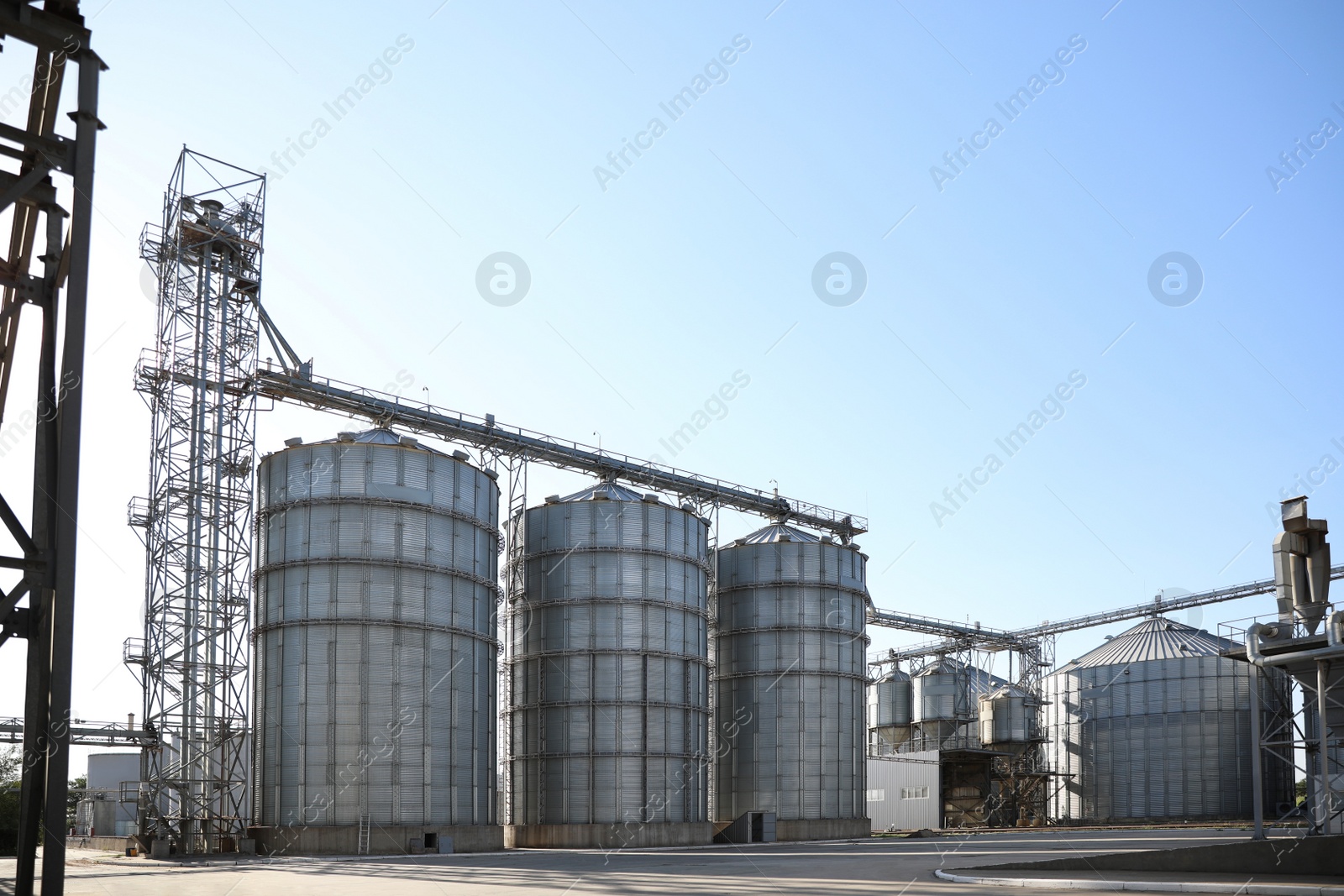 Photo of View of modern granaries for storing cereal grains outdoors