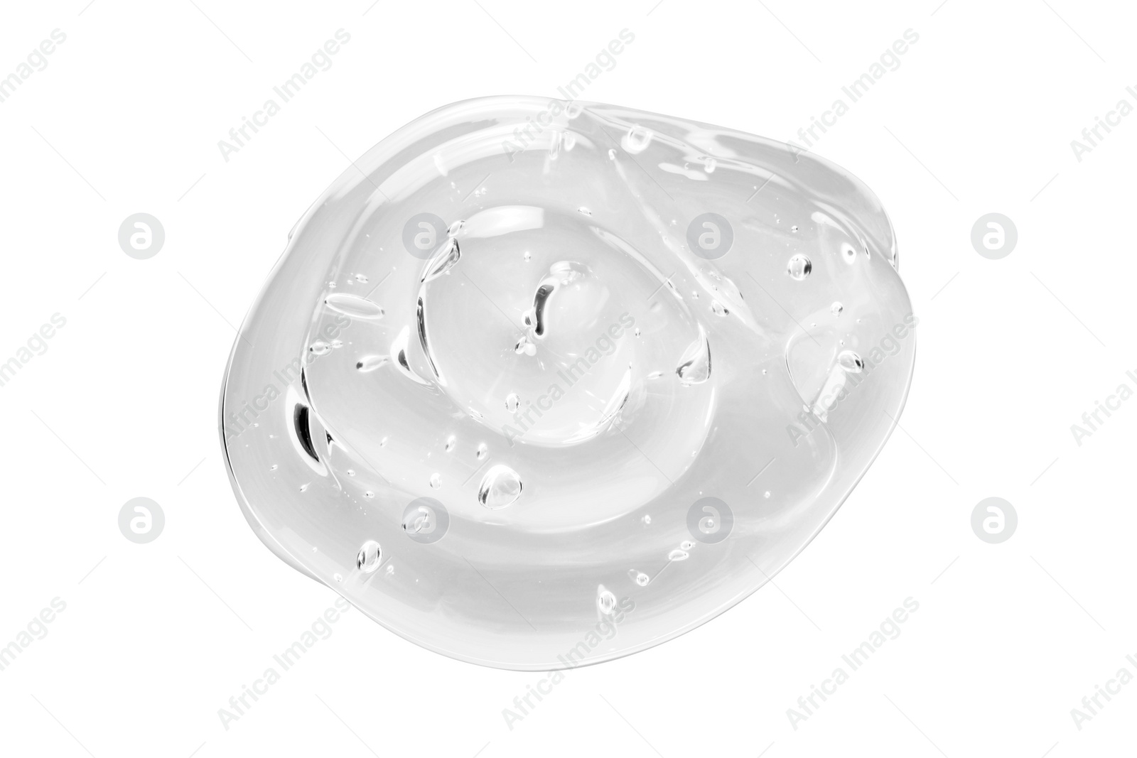 Photo of Sample of gel cleanser isolated on white, top view. Cosmetic product