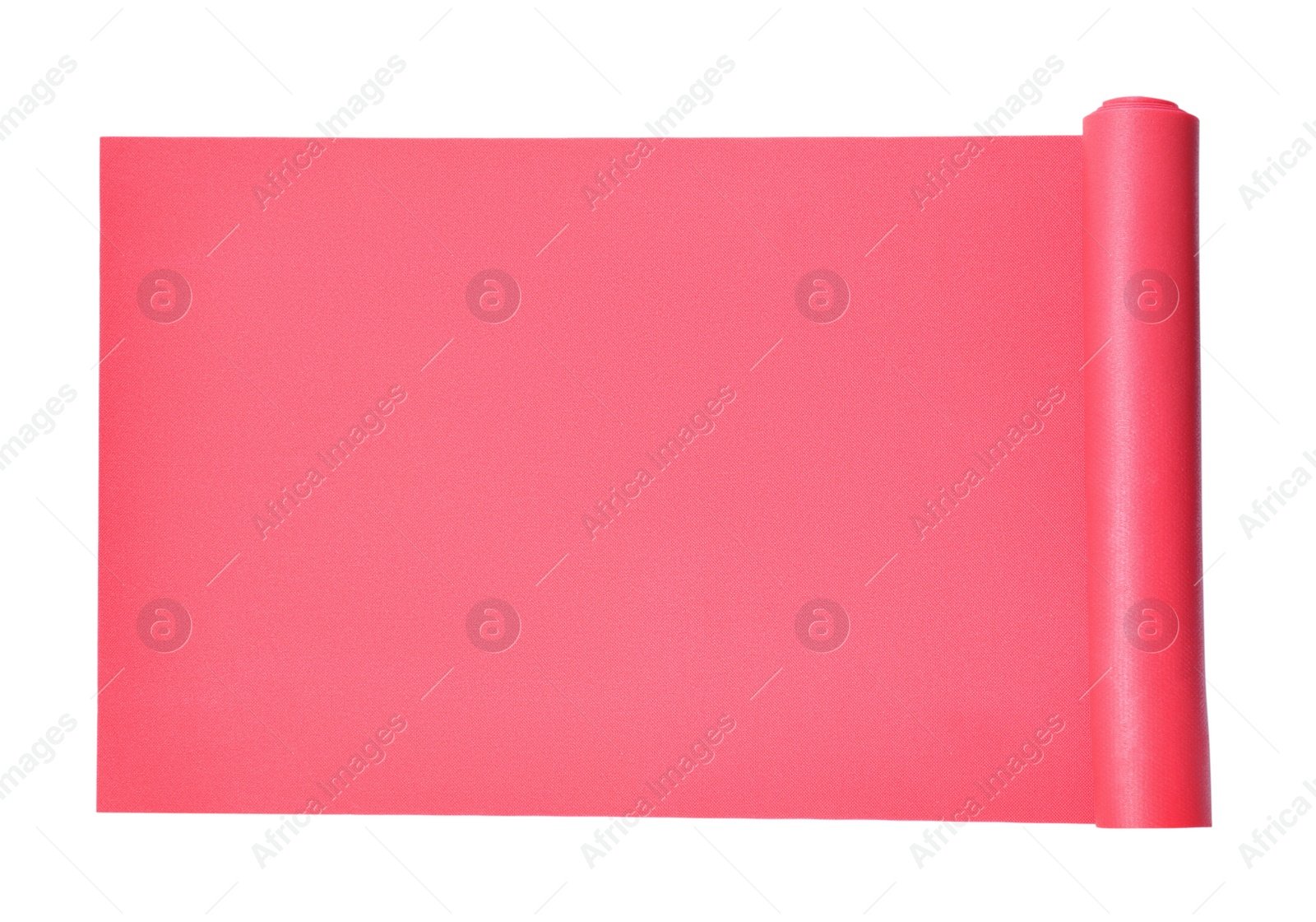 Photo of Bright pink camping mat isolated on white, top view