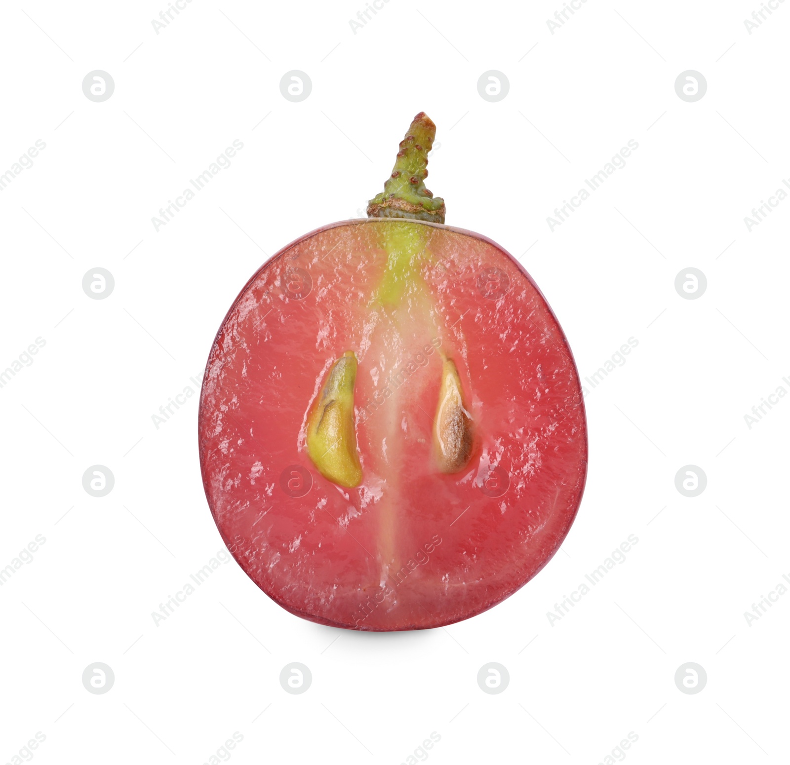 Photo of Half of ripe red grape isolated on white